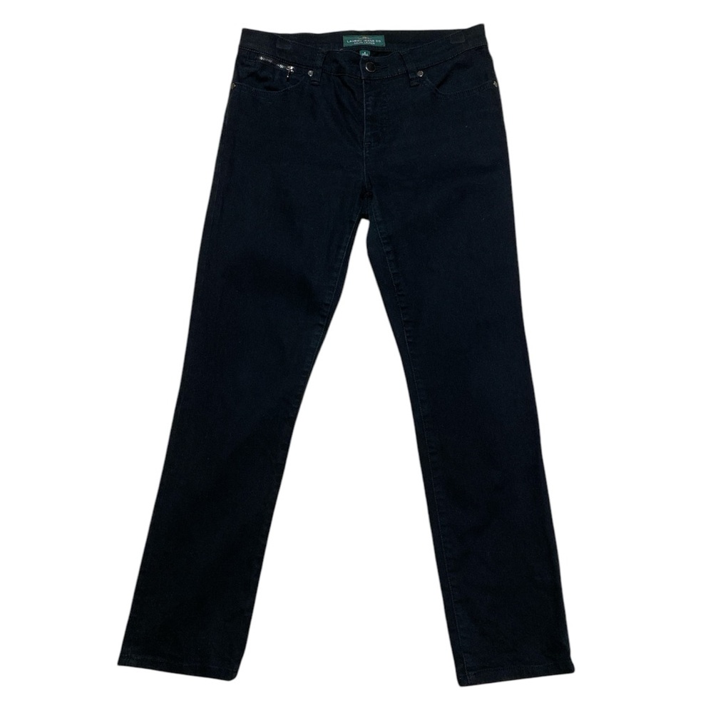 Ralph Lauren Modern Straight Ankle Jeans Women 6 LRL Black Denim Lauren Jeans Co